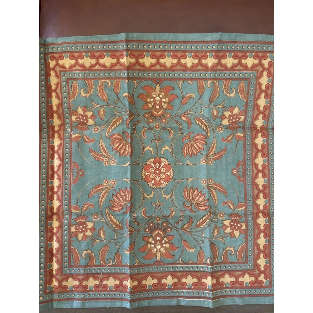 Mahogany Cotton Napkins Set of 4 Teal Rust Floral Block Print 18x18 S12NP India
